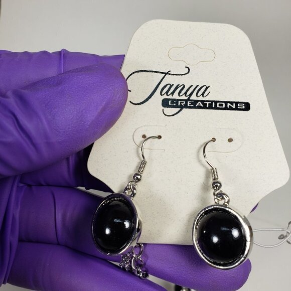 Polished Layered Silver tone & Black Beaded Necklace - Matching Earrings - Women - Picture 7 of 8